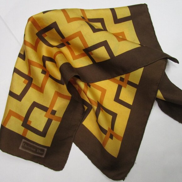 2 Silk Scarfs Logo Navy Oblong Rolled Hem French Designer - Picture 14 of 16